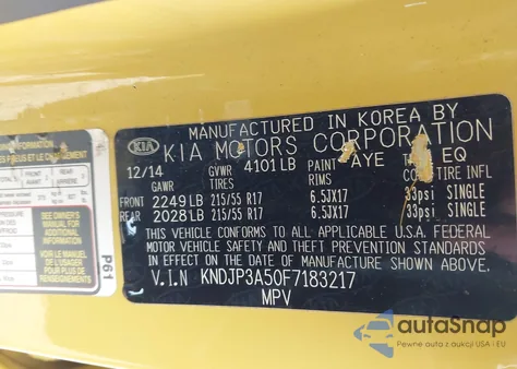 2015 Kia Soul + from USA, damaged, VIN KNDJP3A50F7183217